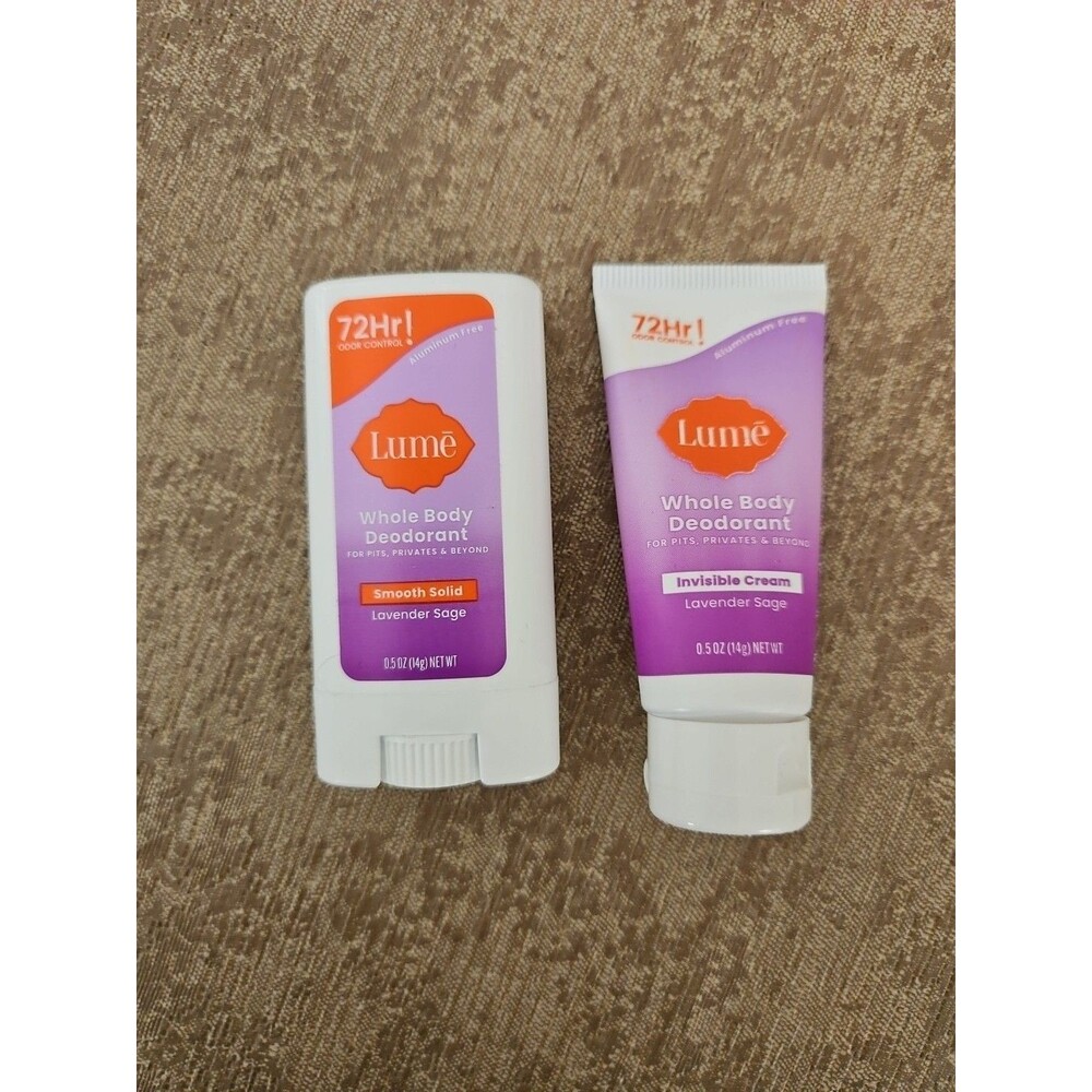 Lume Set Of 2 Travel Size Whole Body Deodorants Lavender Sage Stick & Cream